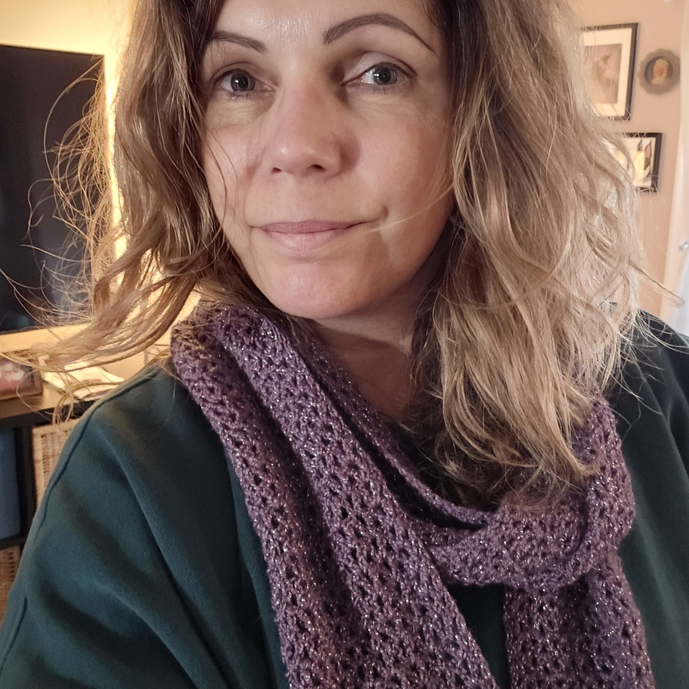 Purple Glitter Crochet Scarf - Picture 7 of 7